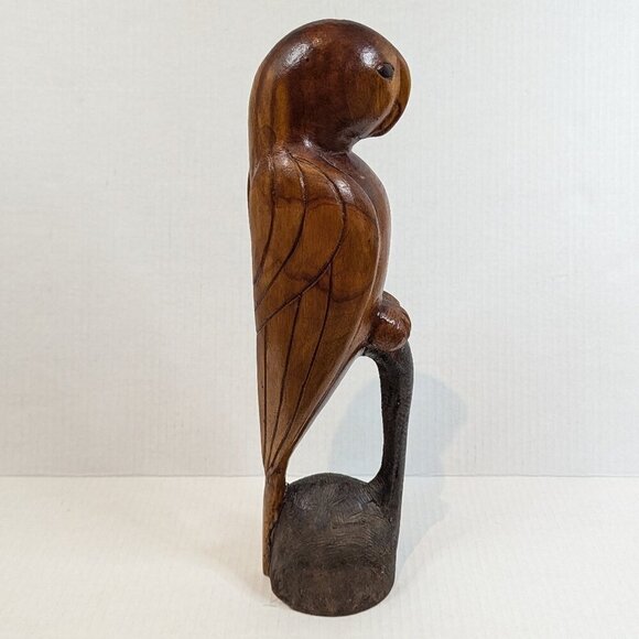 Handcrafted Wooden Parrot Sculpture - Picture 2 of 5